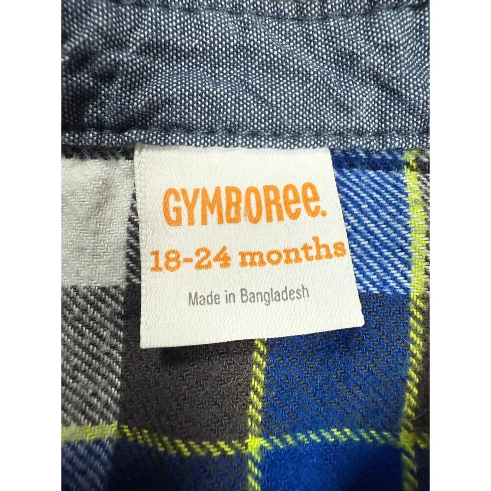 Gymboree Toddler‎ Size 18-24 Months Button Up Shirt Blue Black White Long Sleeve